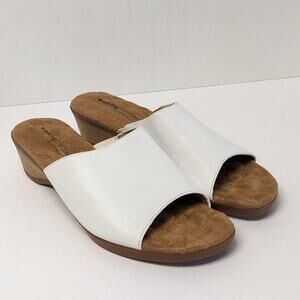 Walking Cradles Slide Sandals, White Leather, Women's 12 Narrow